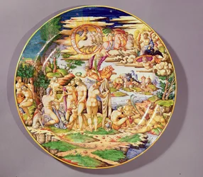 Grande piatto raffigurante il giudizio di Paride, realizzato all